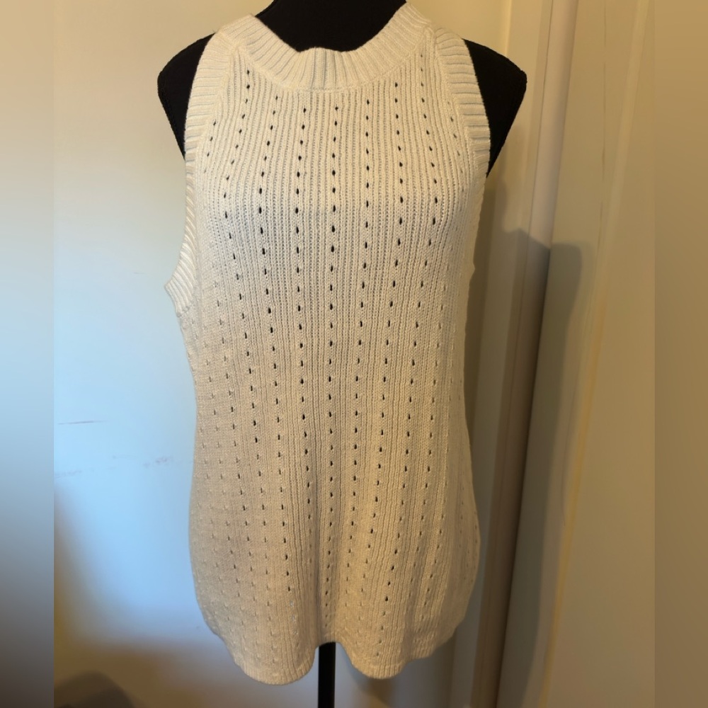 GAP Cream Knit Eyelet Tank Top